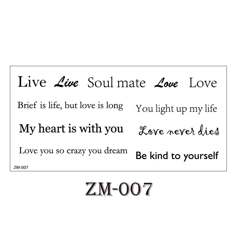 10 Sheets Small English Letter Waterproof Temporary Tattoo