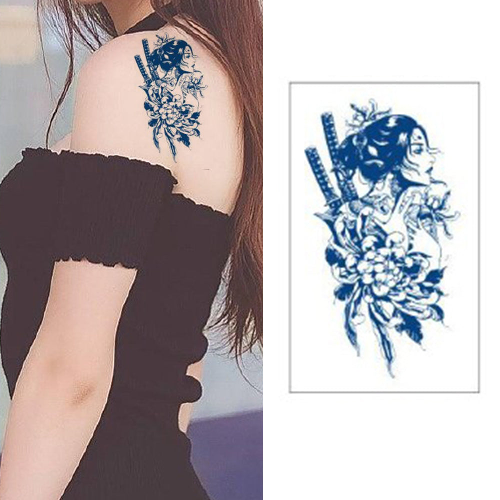 4 Sheets Japanese Chinese Woman Semi-Permanent Tattoo Sword
