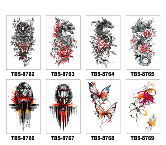 8 Sheets Art Waterproof Half Arm Temporary Tatto