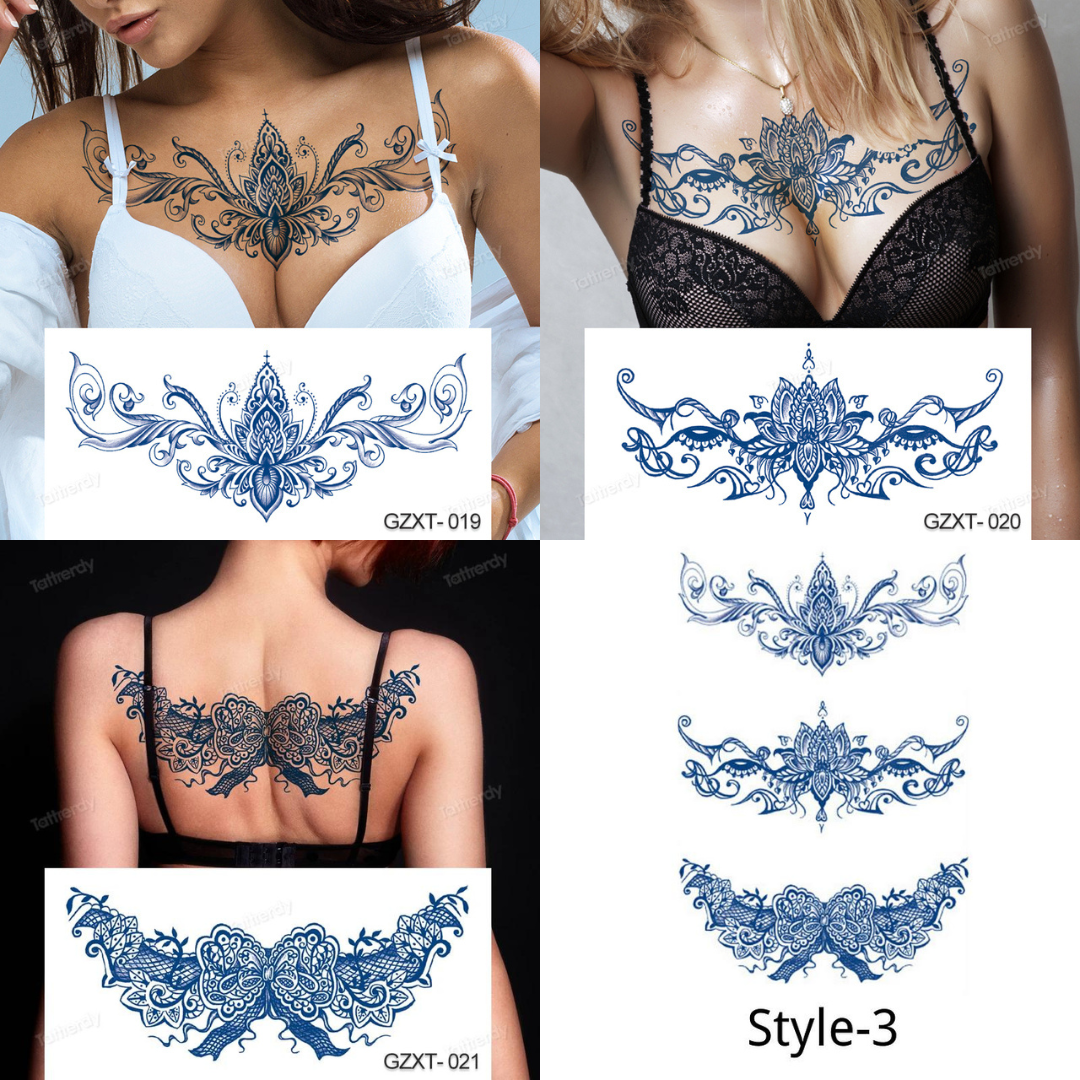 3 Sheets Semi-Permanent Tattoos Body Chest Thigh