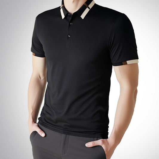 🔥Today 50% off🔥Men's Stretch Ice Silk Short Sleeve Lapel T-shirt