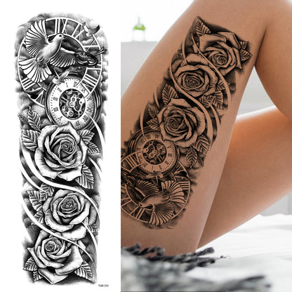 4 Sheets Rose Bird Clock Full Arm Sleeves