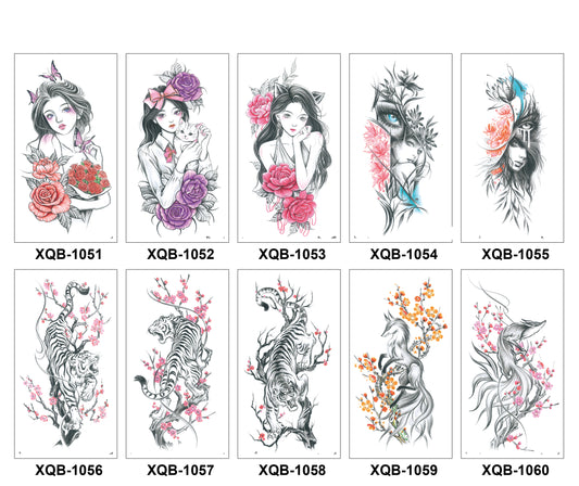 10 Sheets Art Waterproof Half Arm Temporary Tatto