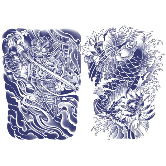 Samurai Fish Half Arm Juice Ink Semi-Permanent Tattoo Lasts 15 days