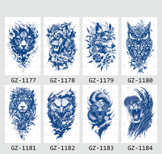 8 Sheets Semi-Permanent Tattoo Half Arm (18*11CM)