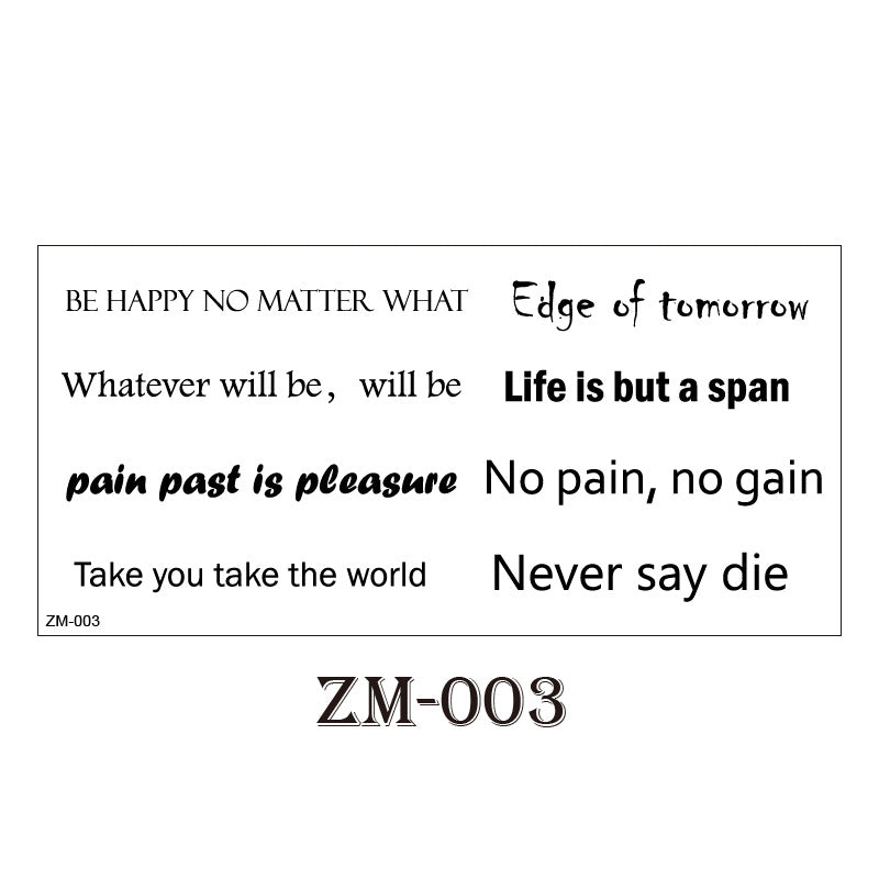10 Sheets Small English Letter Waterproof Temporary Tattoo