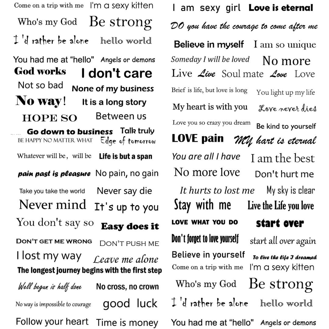 10 Sheets Small English Letter Waterproof Temporary Tattoo