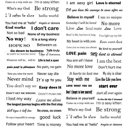 10 Sheets Small English Letter Waterproof Temporary Tattoo