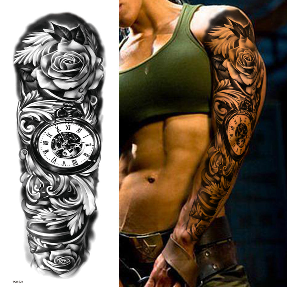 Skull Star Rose Gun Full Arm Sleeves