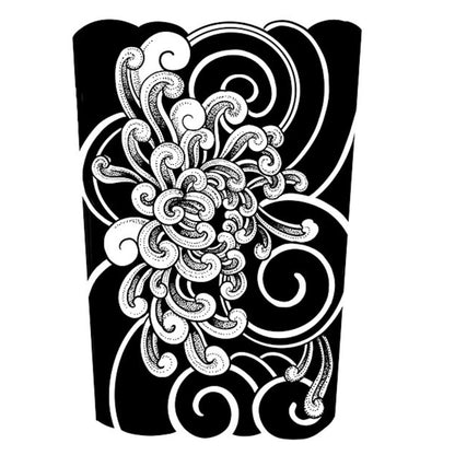 2 Sheets Black Flower Thunder Half Arm Semi-Permanent Tattoo