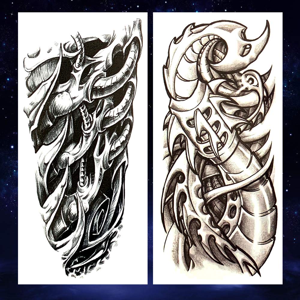 8 Pieces Large 3D Mechanical Parts Gear Arm Eyeball Muscle Temporary Tattoo