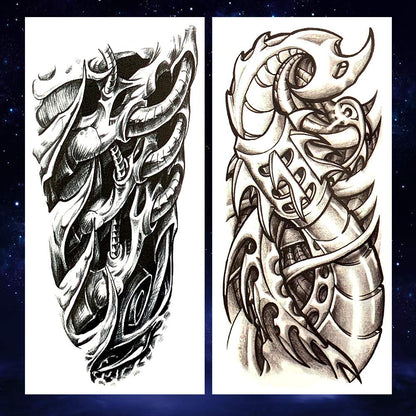 8 Pieces Large 3D Mechanical Parts Gear Arm Eyeball Muscle Temporary Tattoo