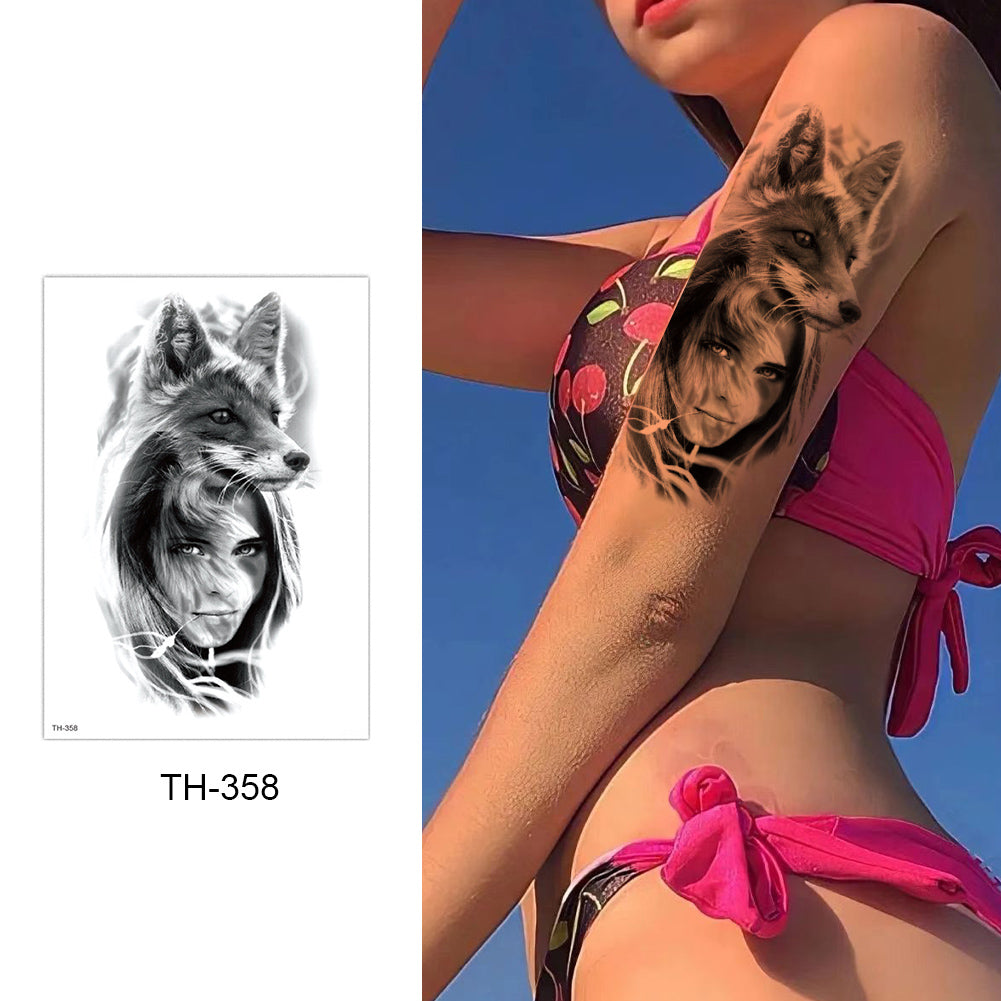 6 Sheets Wolf Half Arm Temporary Tattoo Stickers