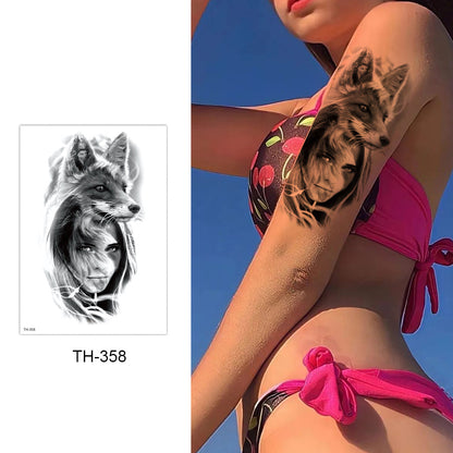 6 Sheets Wolf Half Arm Temporary Tattoo Stickers