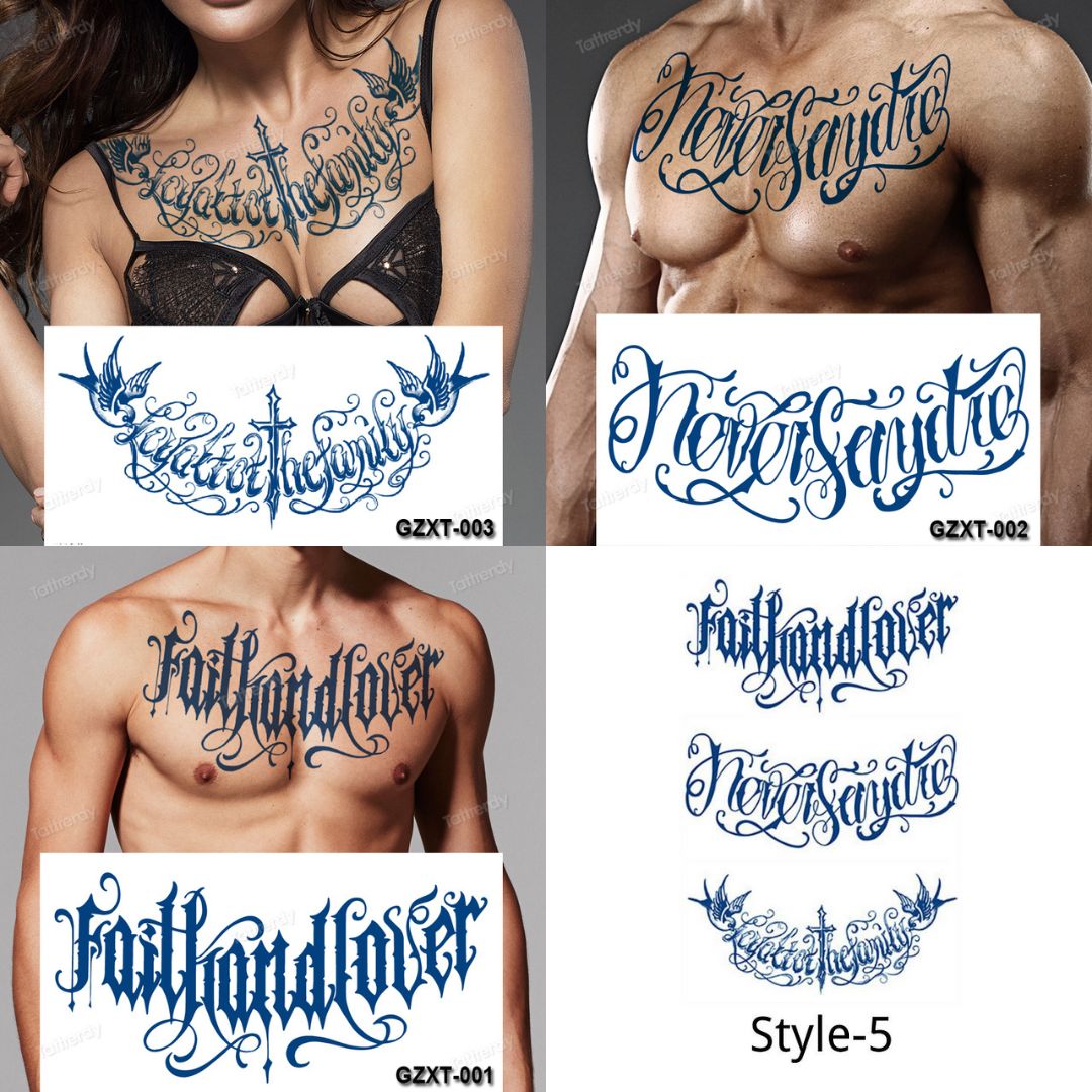 3 Sheets Semi-Permanent Tattoos Body Chest Thigh