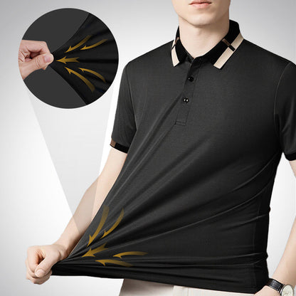 🔥Today 50% off🔥Men's Stretch Ice Silk Short Sleeve Lapel T-shirt