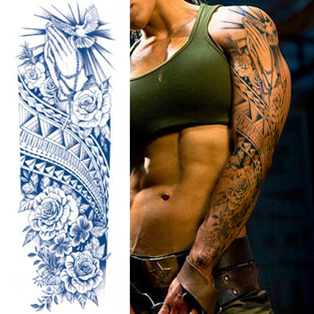 4 Sheets Cross Tribe Semi Permanent Full Arm Sleeves Tattoo