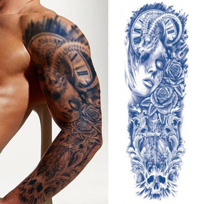 4 Sheets Wave Star Eagle Semi Permanent Full Arm Sleeves Tattoo