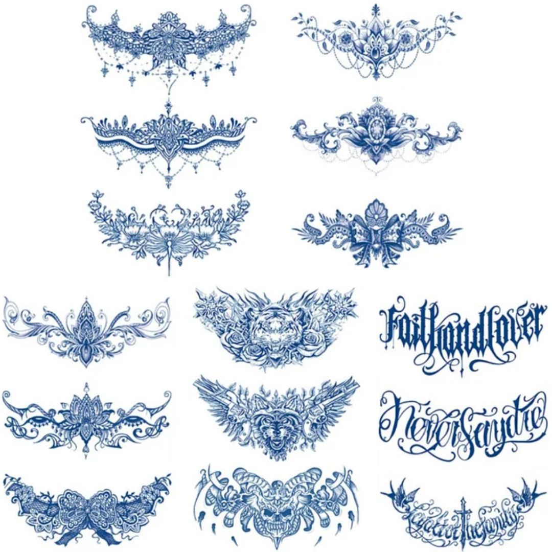 3 Sheets Semi-Permanent Tattoos Body Chest Thigh