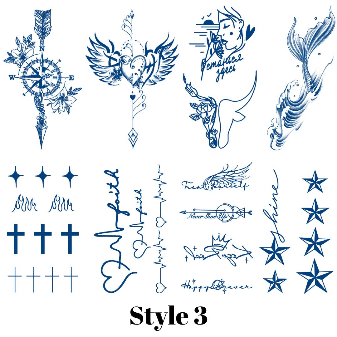 8 Sheets Semi-Permanent Small Tattoo Stickers