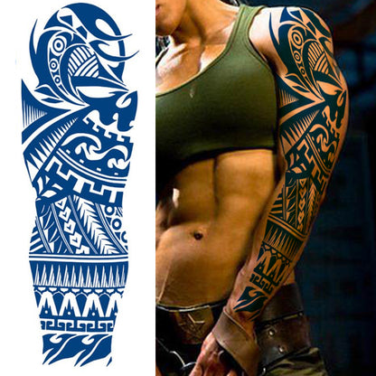 4 Sheets Metalic Tribe Semi Permanent Full Arm Sleeves Tattoo Lasts 15 Days
