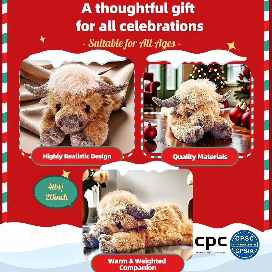 Christmas Sale🐂🎁Cute Cartoon Highland Cow Cuddly Toy🏆High-quality Official Store