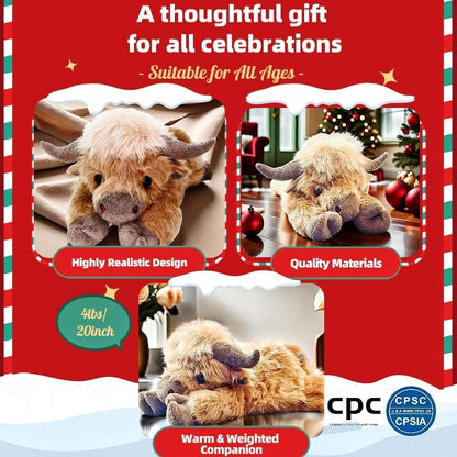 Christmas Sale🐂🎁Cute Cartoon Highland Cow Cuddly Toy🏆High-quality Official Store