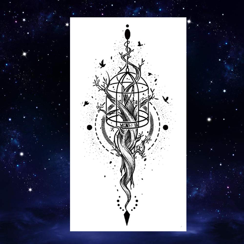 8 Sheets Black Arrow Compass Feather Dragon Anchor Sword Snake Tree Flower Temporary Tattoos for Arm