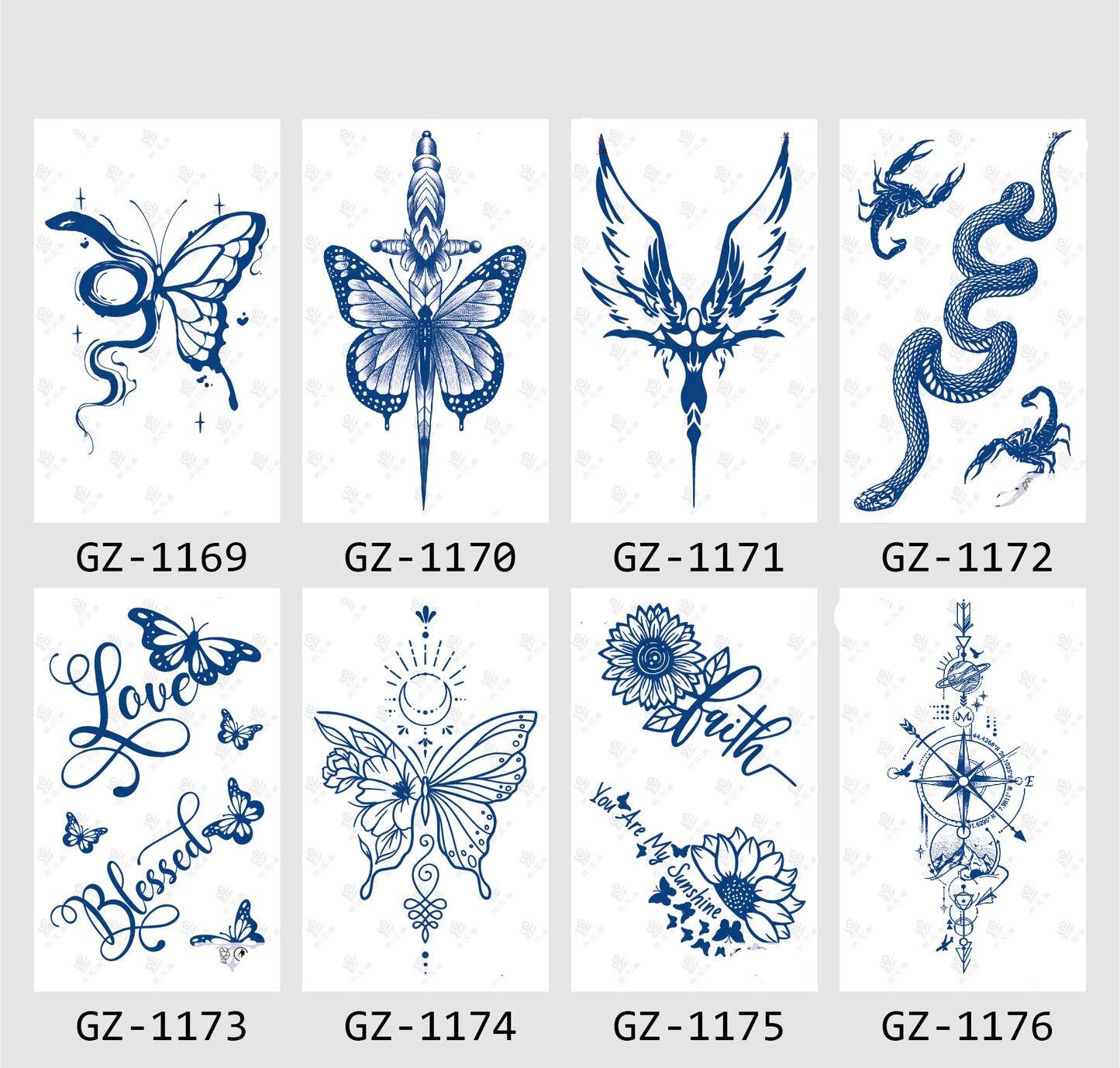 8 Sheets Semi-Permanent Tattoo Half Arm (18*11CM)