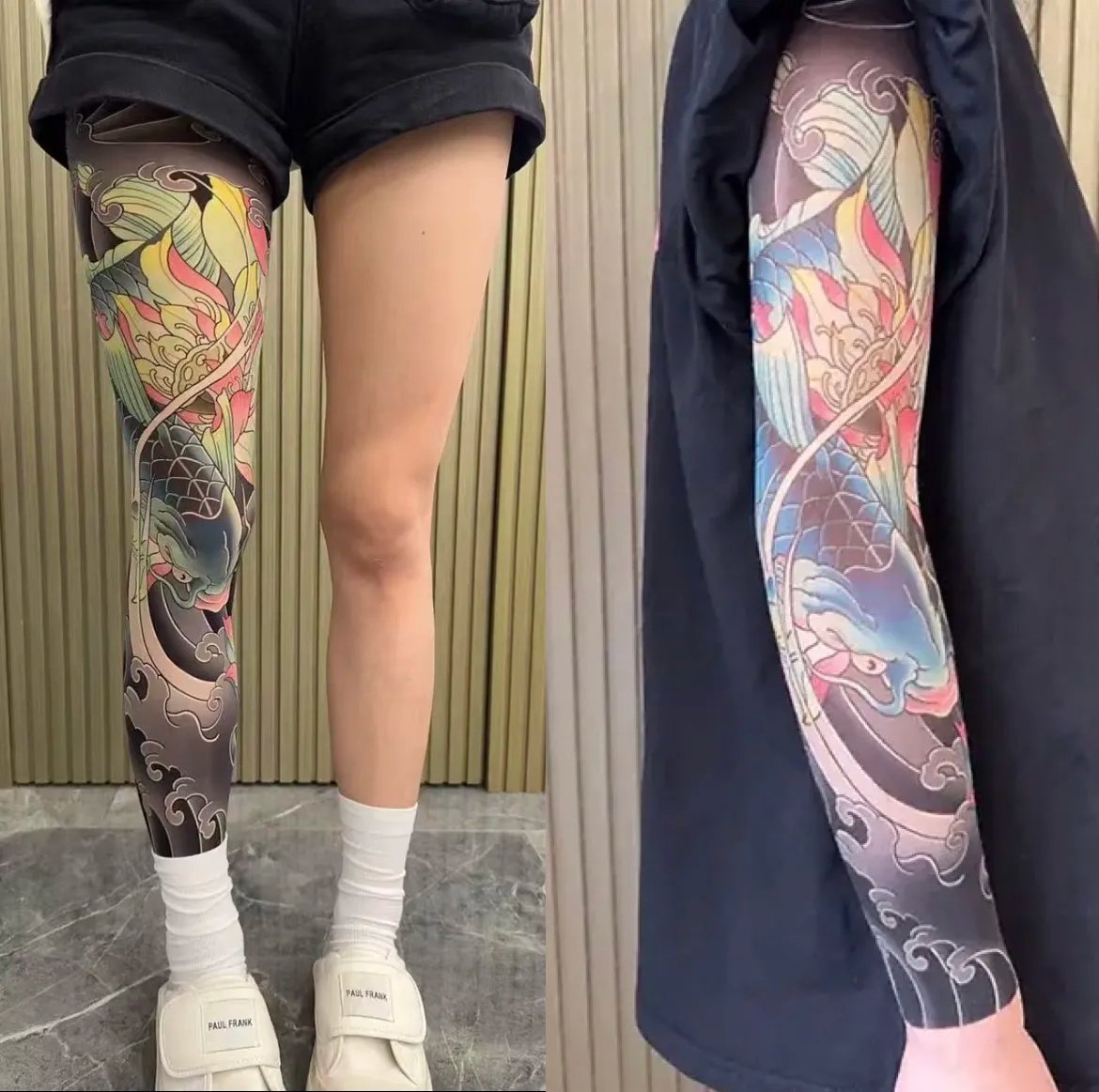 Ultra-clear Highly Elastic Seamless Tattoo Sleeve&Tattoo Stocking Set(2 Sheets)