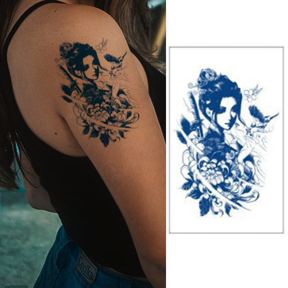 4 Sheets Japanese Chinese Woman Semi-Permanent Tattoo Sword