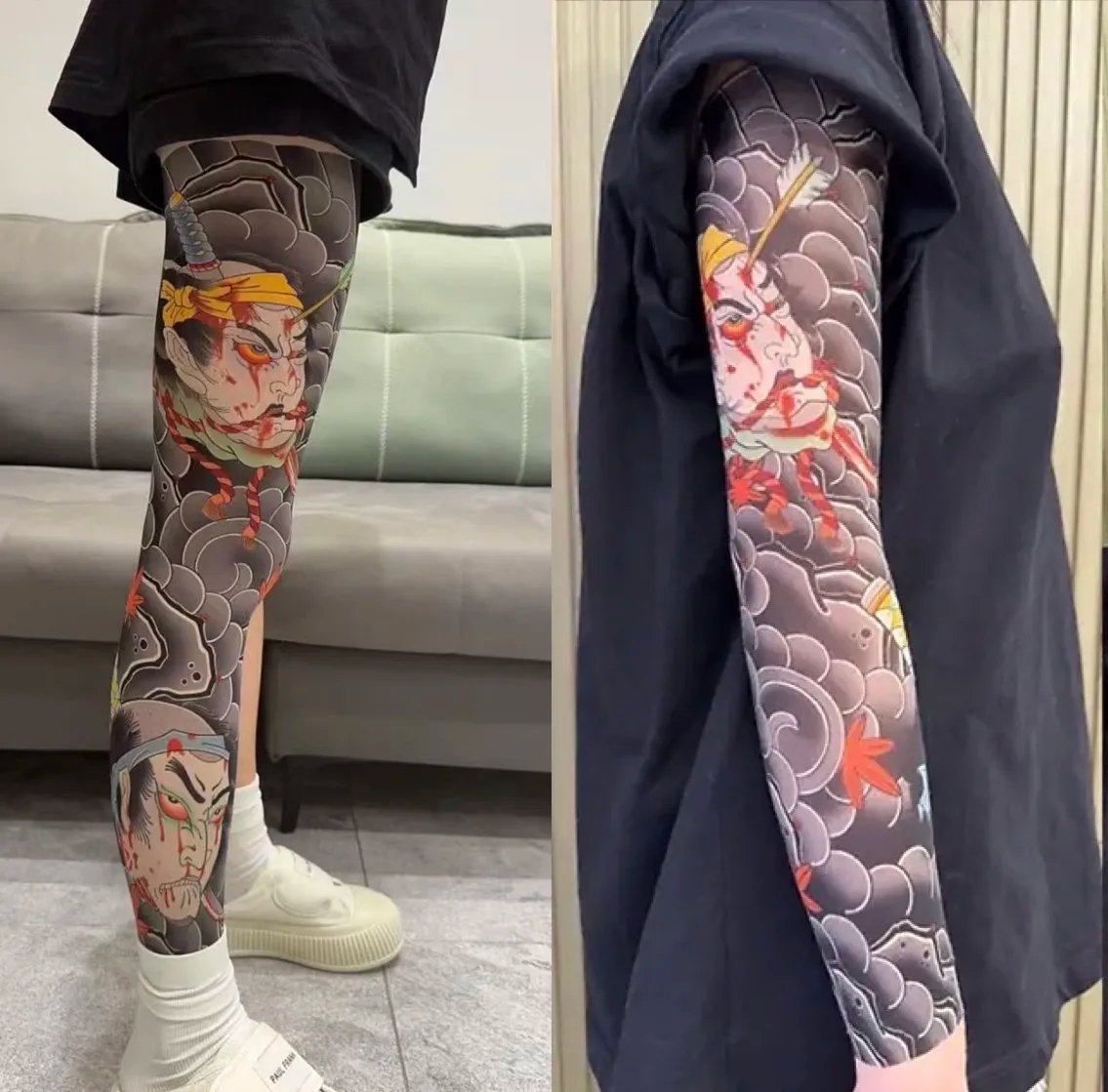 Ultra-clear Highly Elastic Seamless Tattoo Sleeve&Tattoo Stocking Set(2 Sheets)