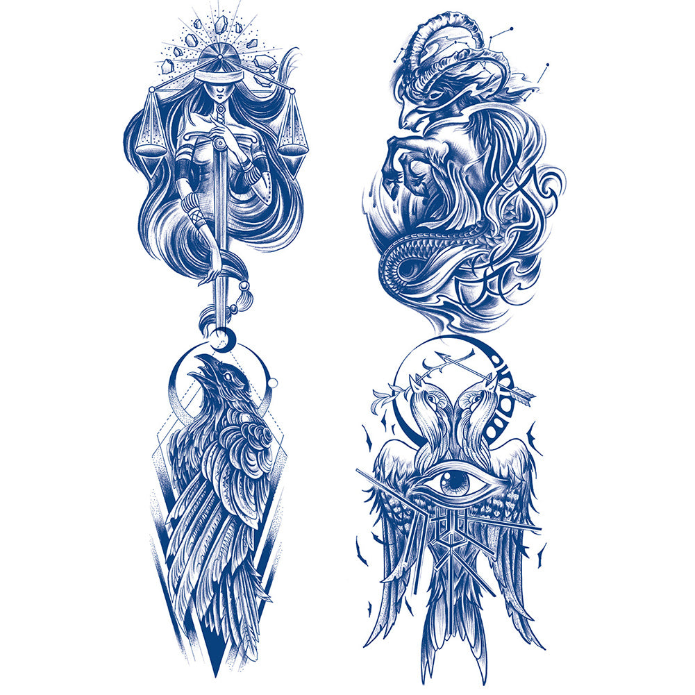 4 Sheet Angel Raven Goat Extra Large Semi-Permanent Tattoo