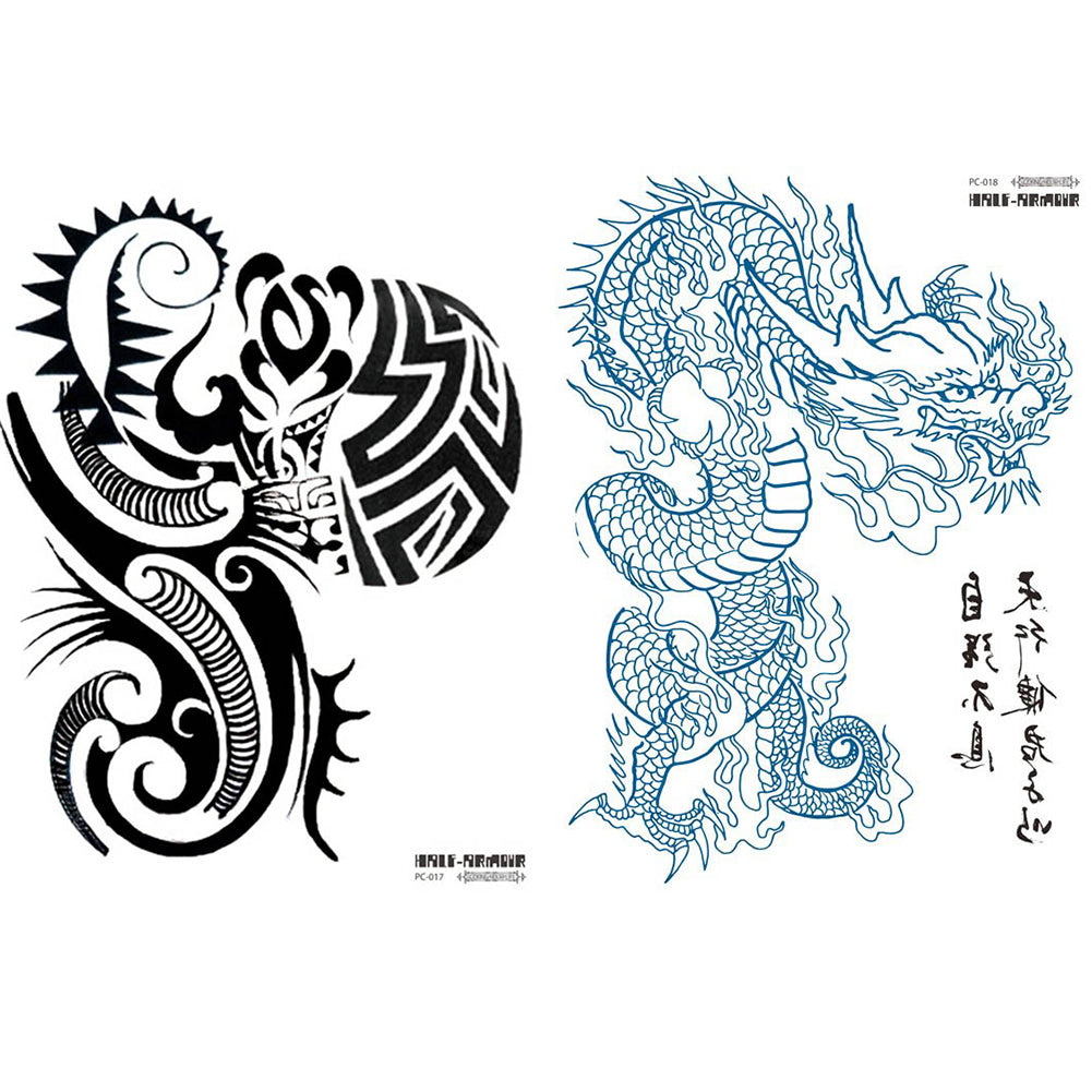 2 Sheet Shoulder Totem Dragon Large Temporary Tattoos