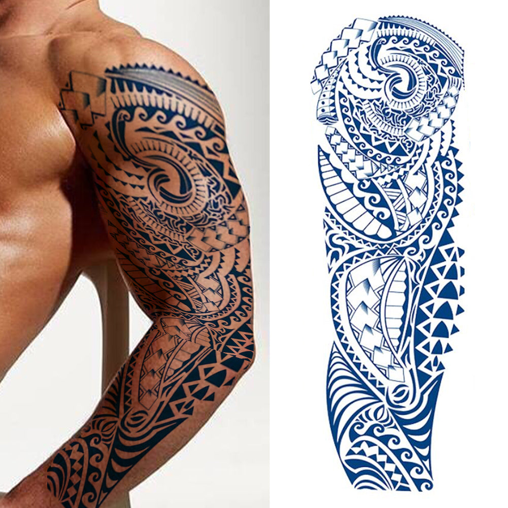 4 Sheets Metalic Tribe Semi Permanent Full Arm Sleeves Tattoo Lasts 15 Days