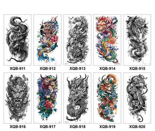 10 Sheets Art Waterproof Half Arm Temporary Tatto