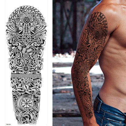 3 Sheets Bone Metal Totem Tribe Full Arm Sleeves