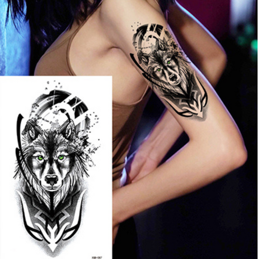 8 Sheets Wolf Totem Skull Forest Temporary Tattoo