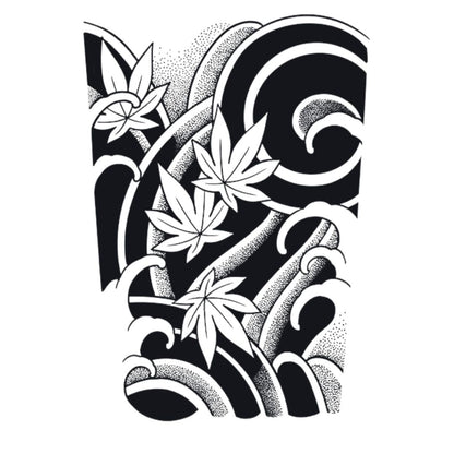2 Sheets Black Maple Leaf Half Arm Semi-Permanent Tattoo Sakura
