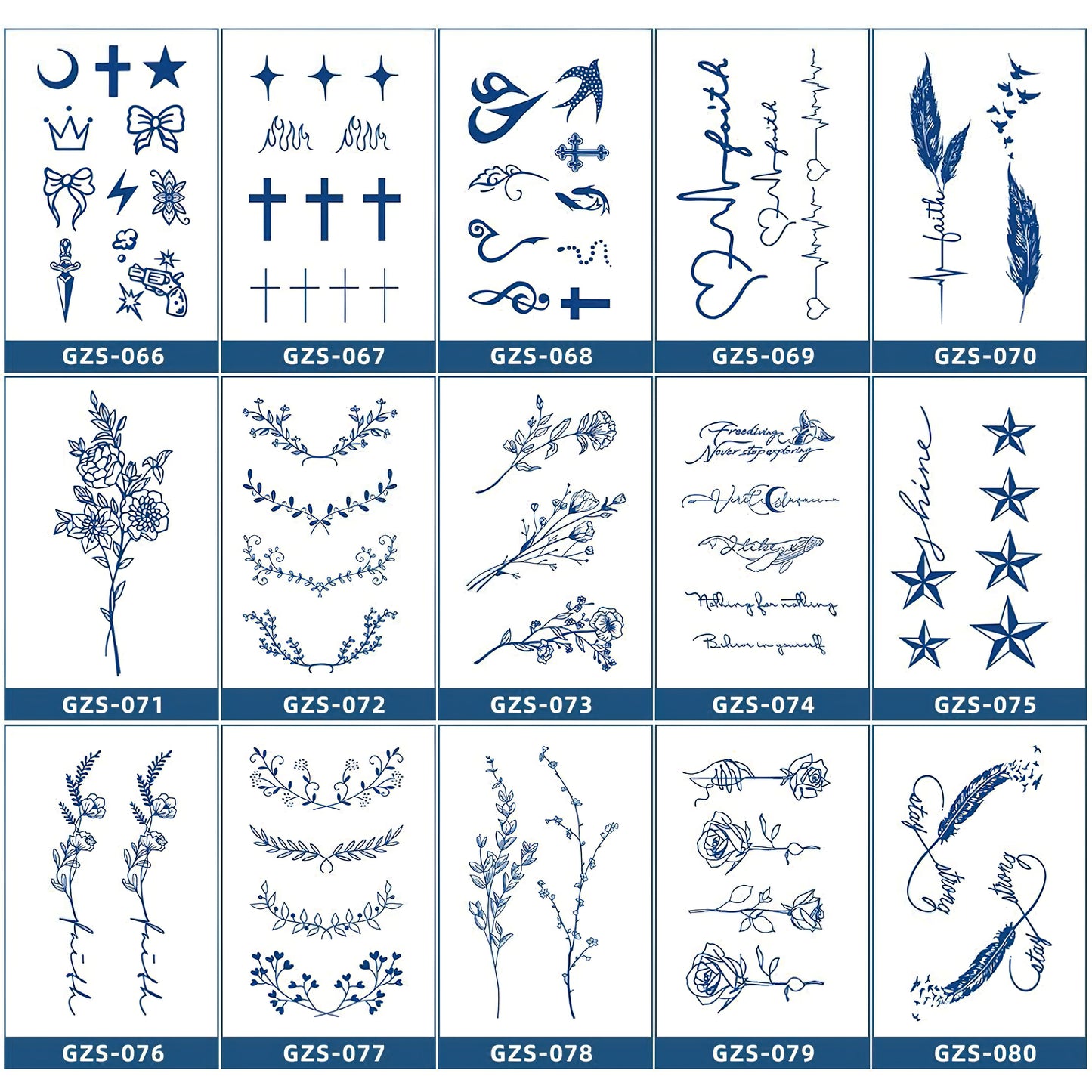 15 Sheets Cool Art Large Semi-Permanent Tattoo Stickers