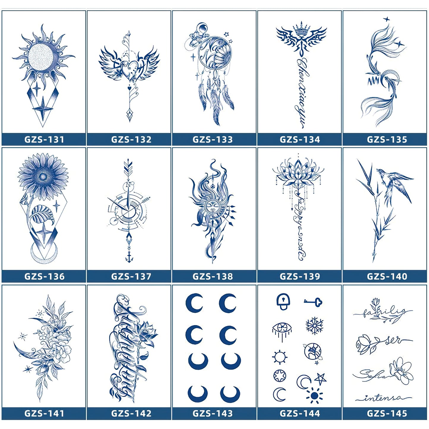 15 Sheets Cool Art Large Semi-Permanent Tattoo Stickers