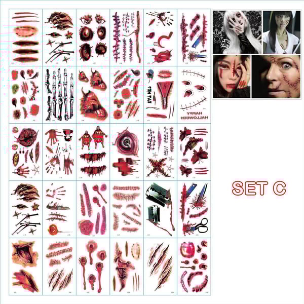 (🎃HALLOWEEN PRE SALE - 49% OFF) Halloween Prank Makeup Temporary Tattoo😈Easy To Remove