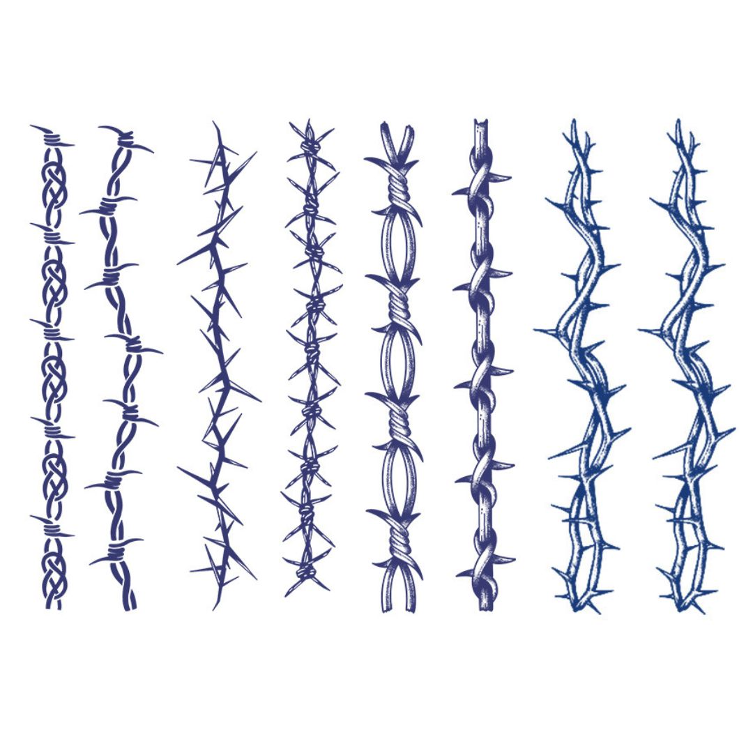 4 Sheets Barbed Wire Semi-permanent Tattoos for Neck Wrist Arm