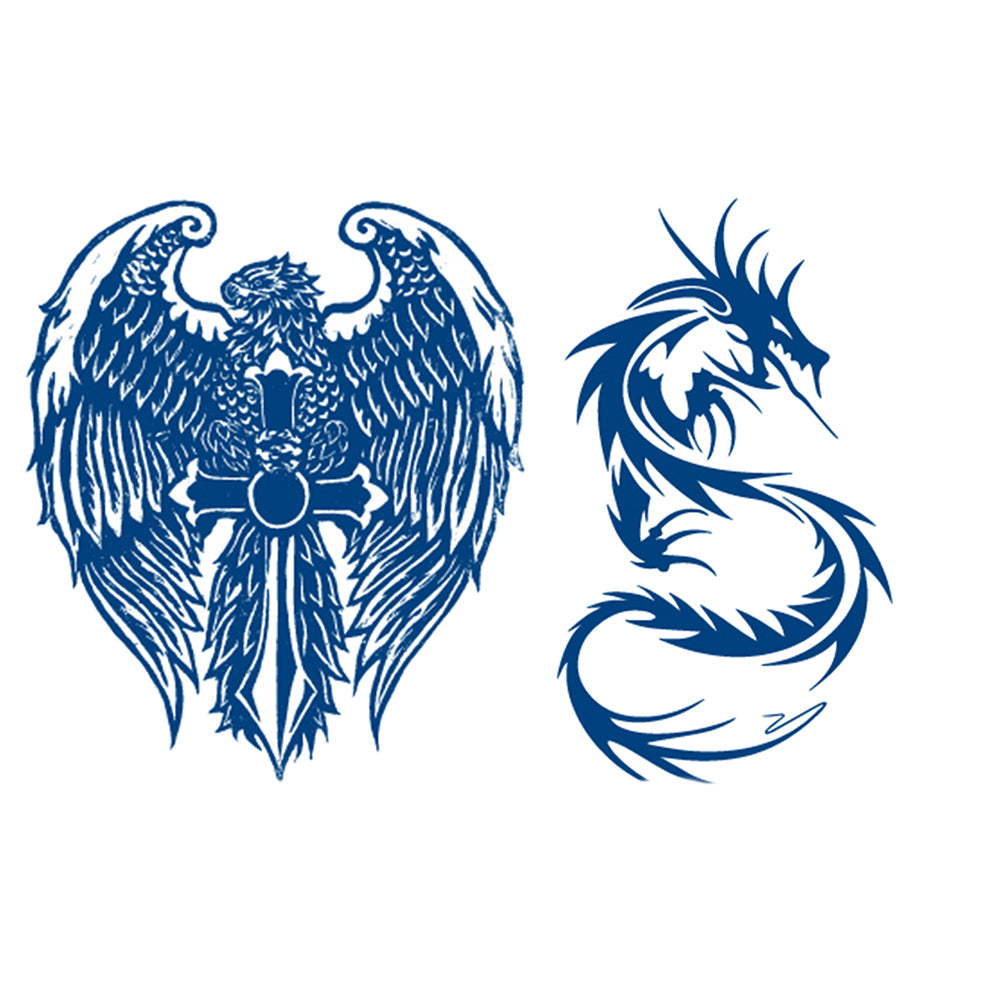 2 Sheets Semi-Permanent Dragon Tiger Tribe Tattoo Stickers