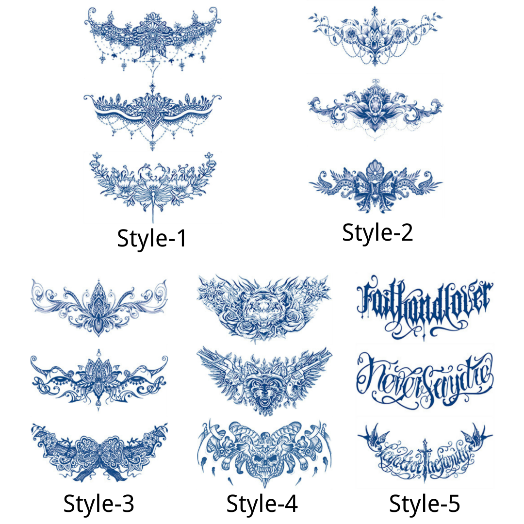 3 Sheets Semi-Permanent Tattoos Body Chest Thigh