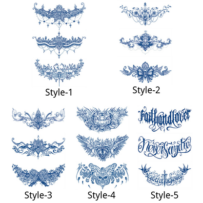3 Sheets Semi-Permanent Tattoos Body Chest Thigh