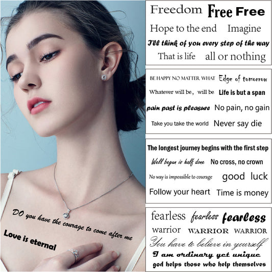 10 Sheets Small English Letter Waterproof Temporary Tattoo