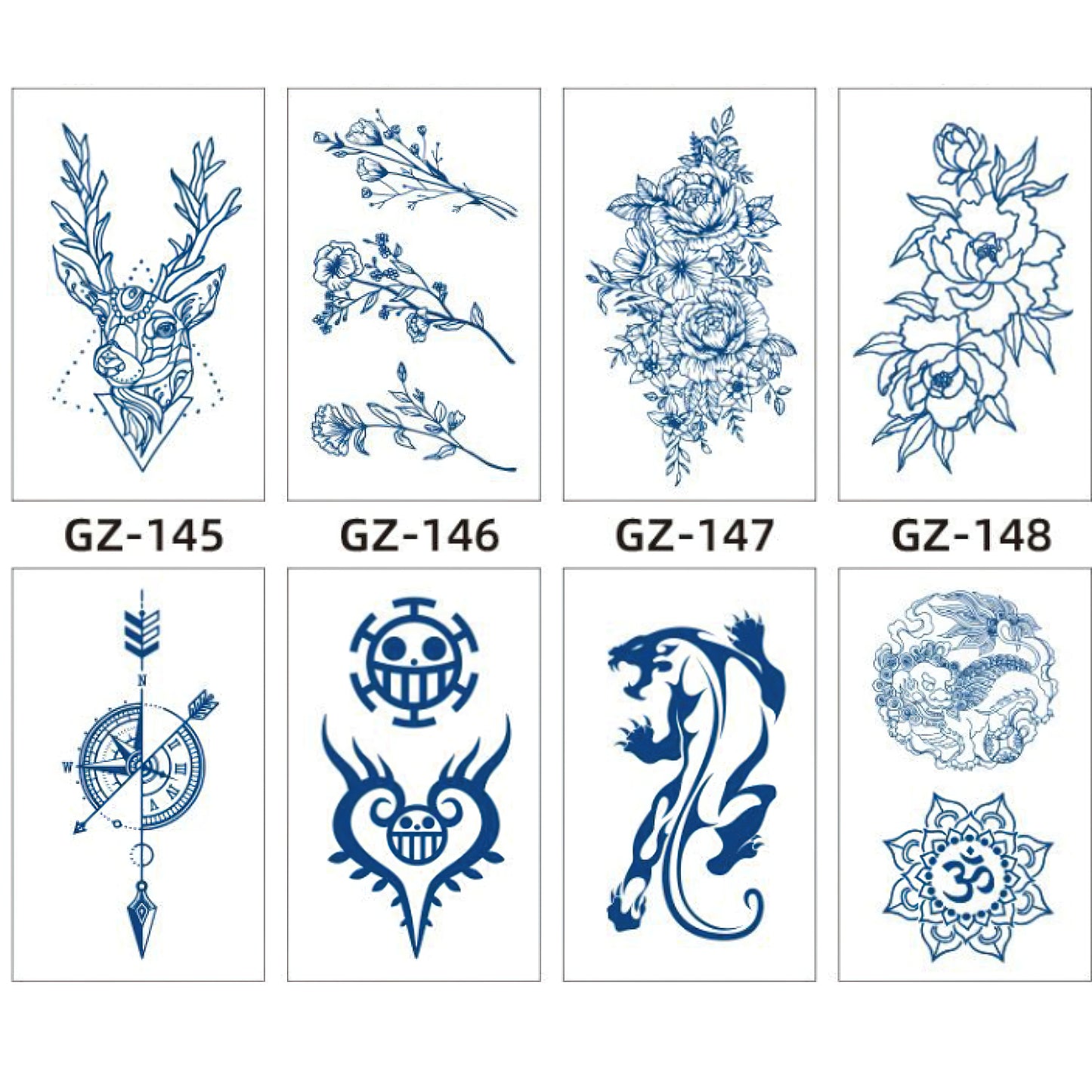 8 Sheets Semi-Permanent Tattoo Half Arm (18*11CM)
