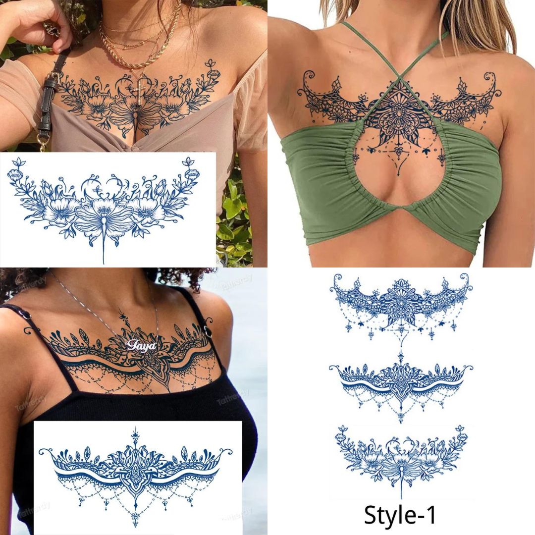 3 Sheets Semi-Permanent Tattoos Body Chest Thigh