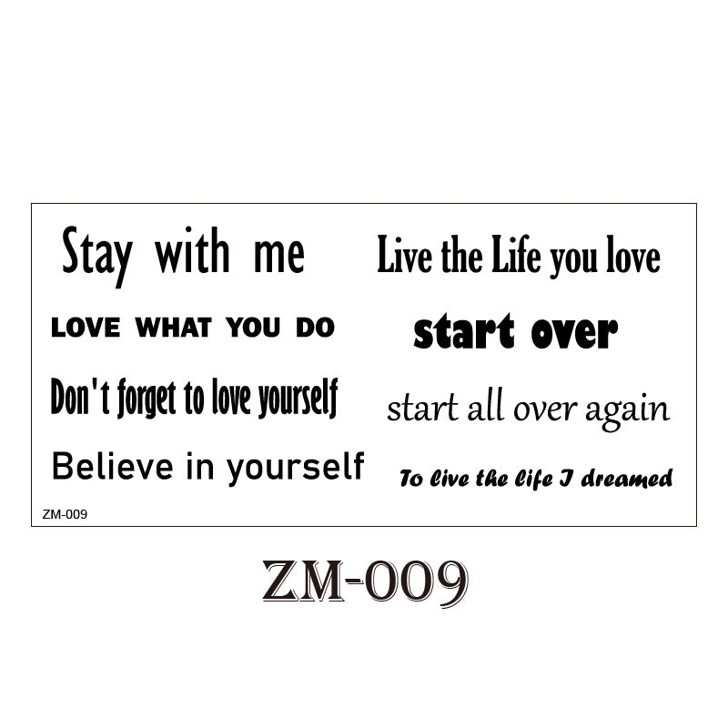 10 Sheets Small English Letter Waterproof Temporary Tattoo